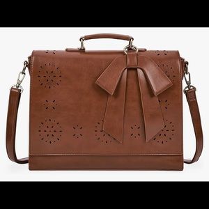 Brown Faux leather laptop bag